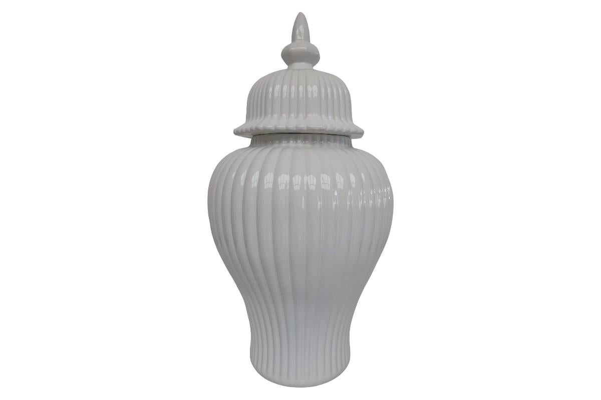 50cm White Dolomite Ripple Vase