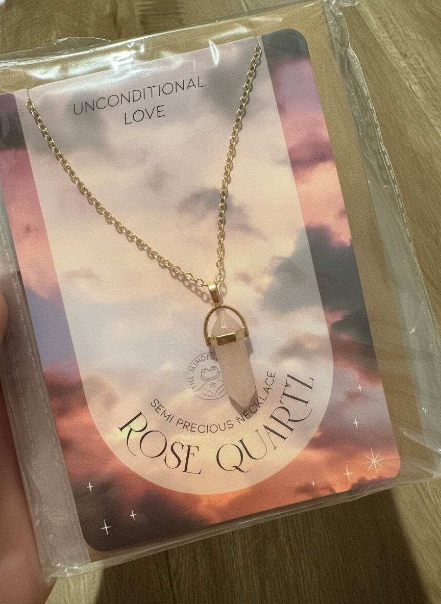 Natural Crystal Rose Quartz Necklace