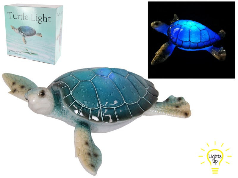 27cm Marble Light Up Turtle Ornament