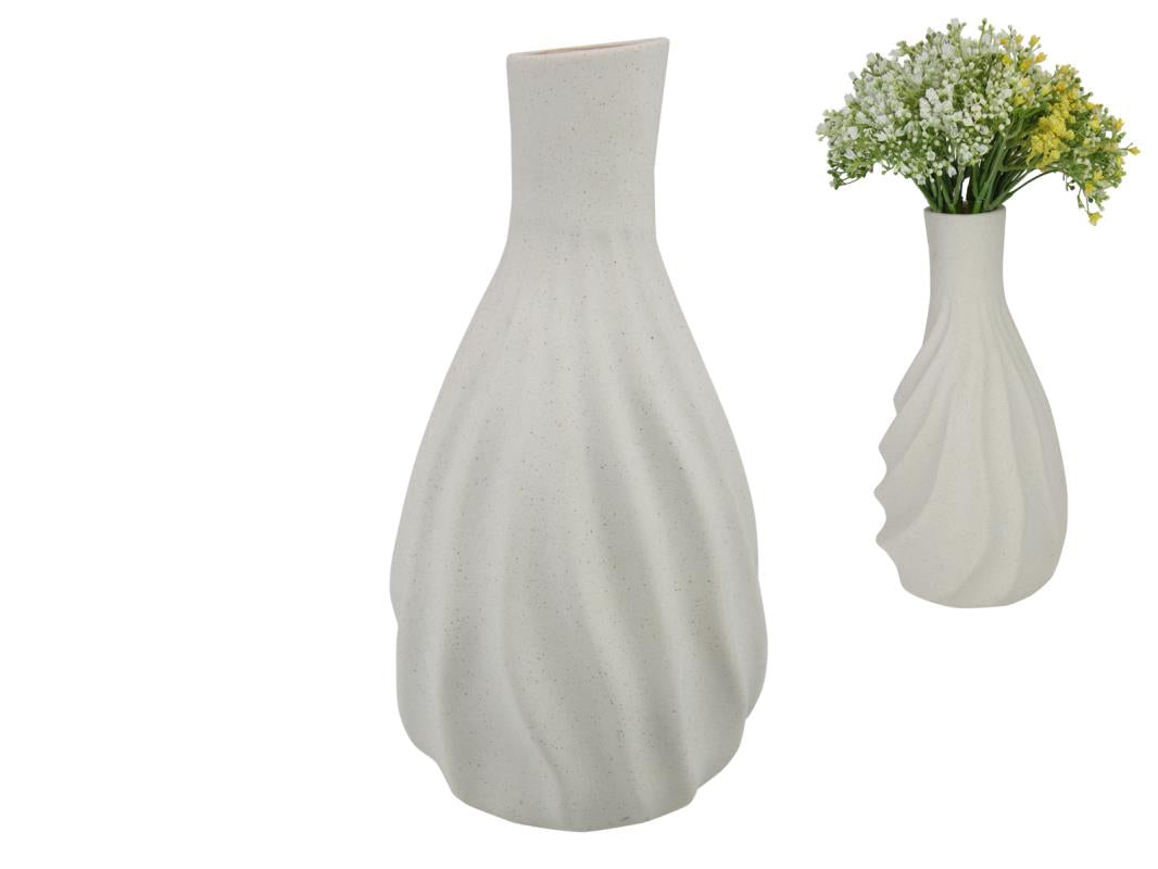 29cm Cream Porcelain Vase With Swirl Pattern