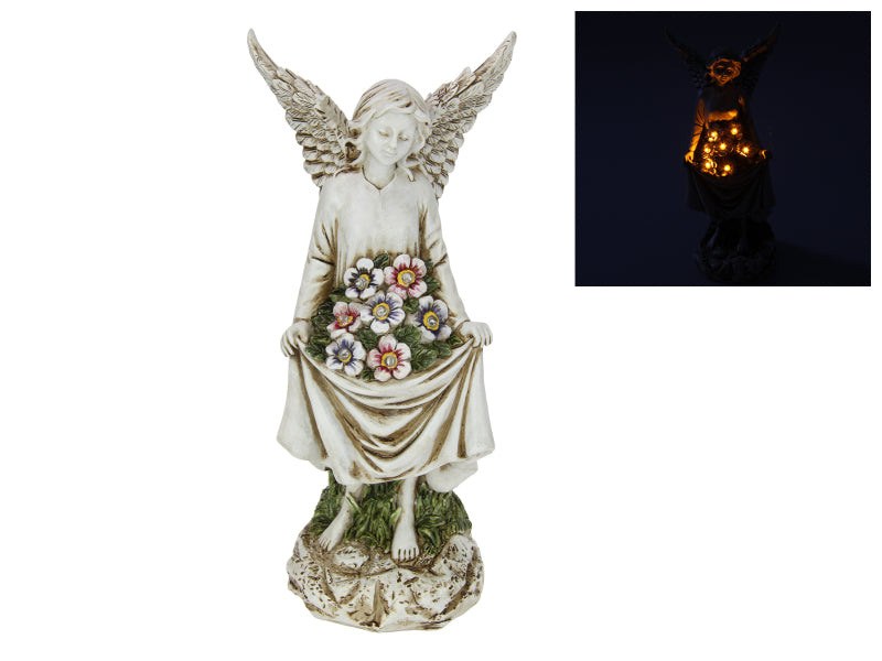 30cm Angel With Solar Light Flowers