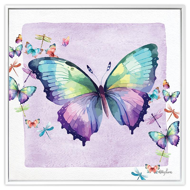 40x40cm Shadow Framed Butterfly Canvas Print By Kelly Lane