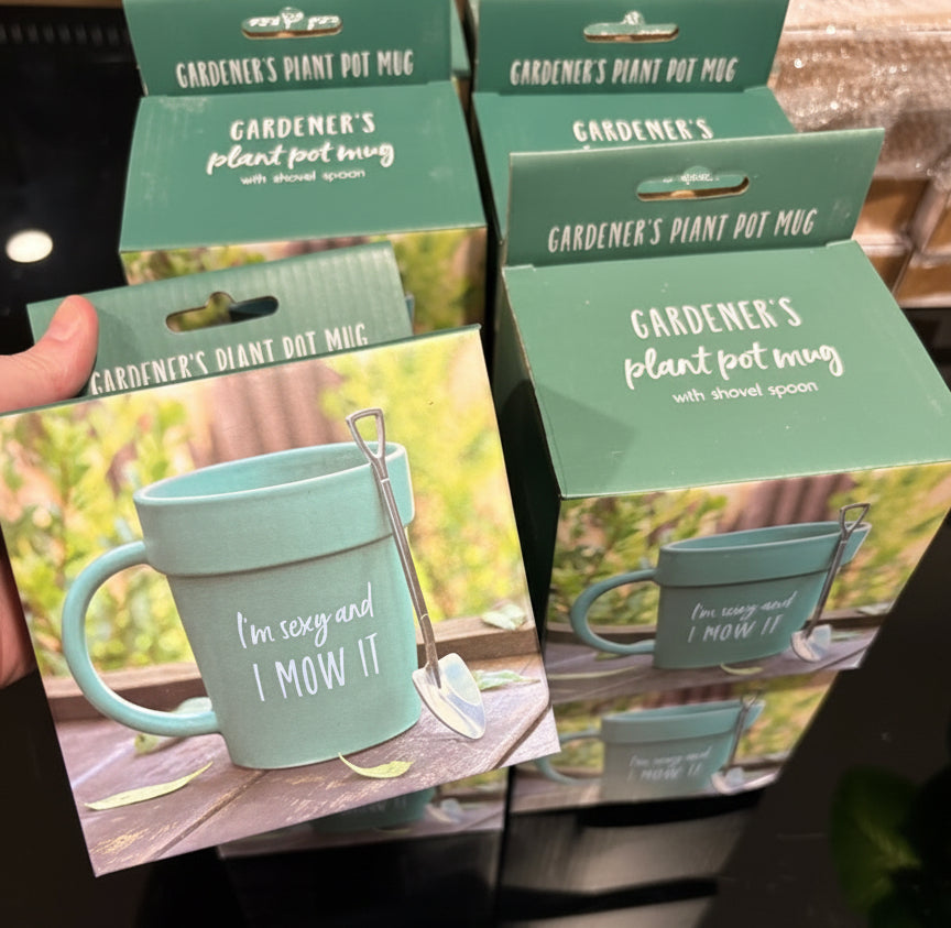 Sexy & I Mow it Mug With Shovel Spoon