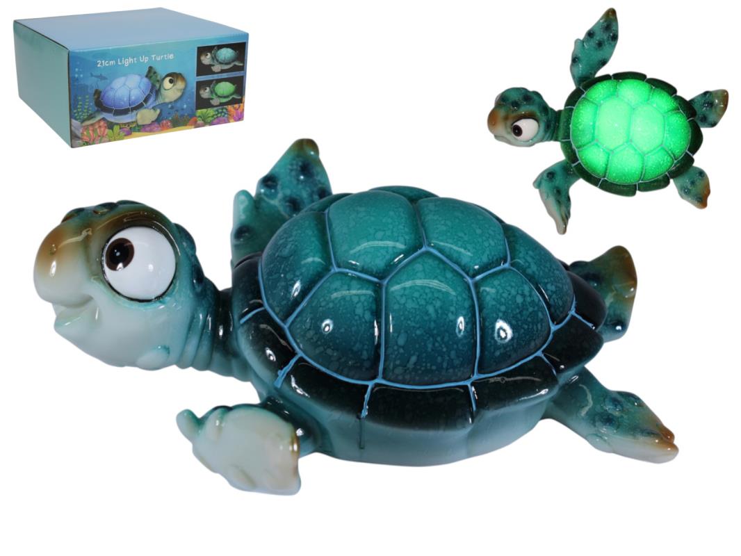 21cm Marble Light Up Comical Turtle Ornament