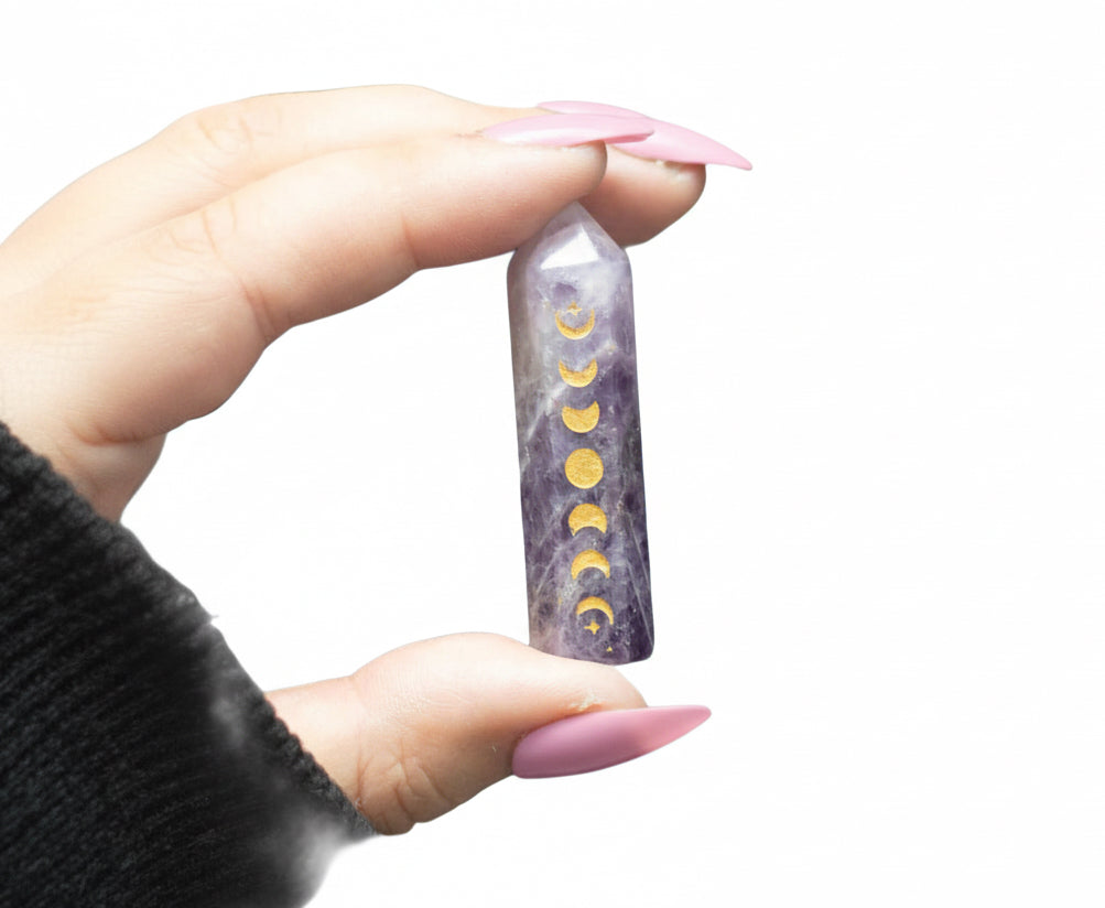 Natural Crystal Moon Phase Points - 5cm