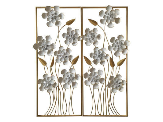 76x31cm White & Gold Metal Flower Frame Wall Art (includes 1 frame in the photo only)