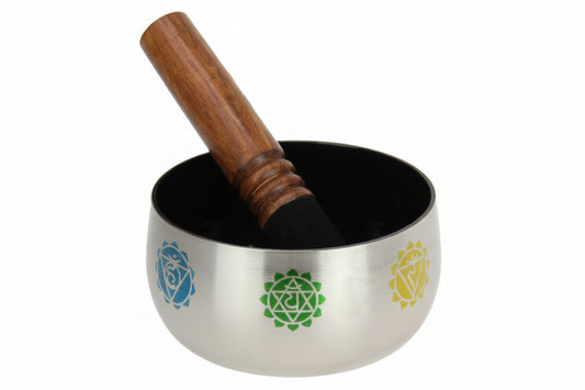 13cm Silver Chakra Tibetan Singing Bowl