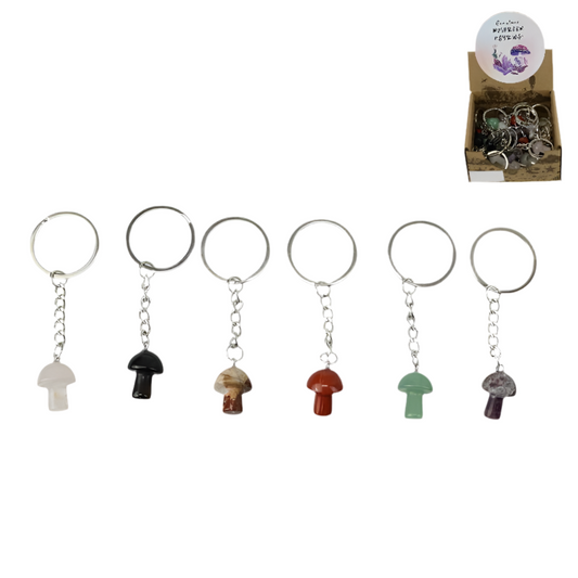 Natural Crystal Mushroom Key Rings