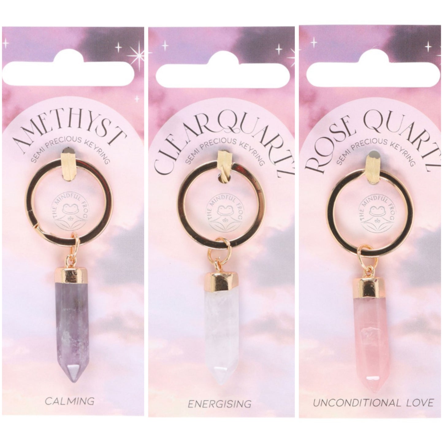 Natural Crystal Point Key Rings