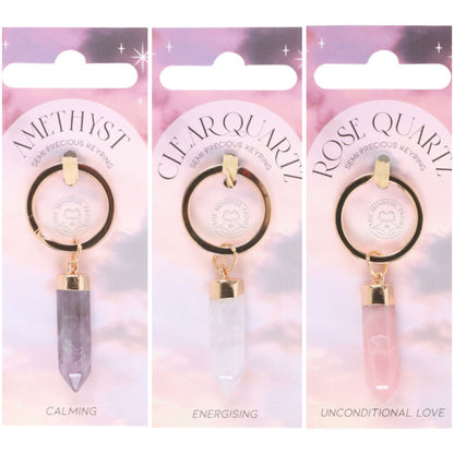 Natural Crystal Point Key Rings