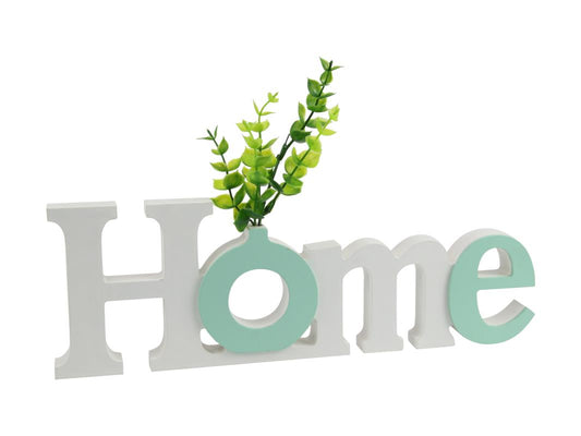 30cm Wooden Home Plaque With Artificial Greenery