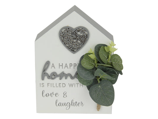18x13cm Home Plaque With Artificial Greenery