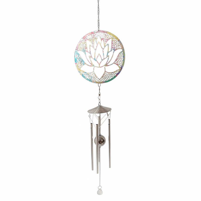 87cm Rainbow Coloured Lotus Flower Windchime
