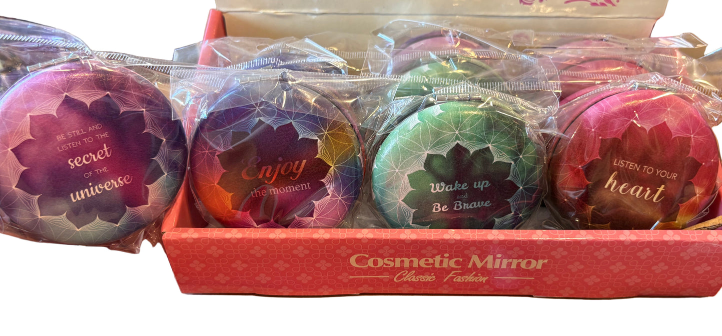7cm Inspirational Mandala Print Cosmetic Mirrors - Randomly Picked