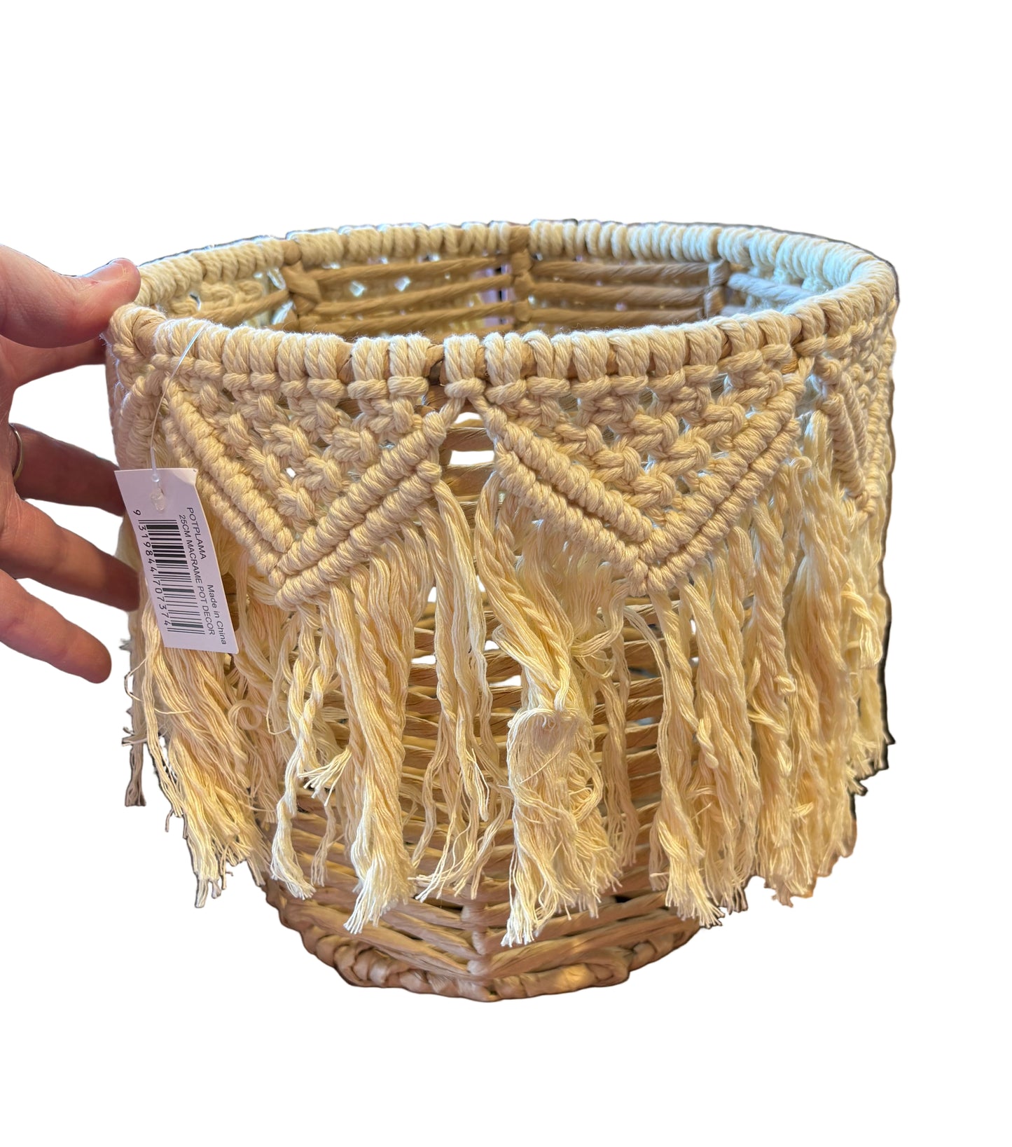 25cm Macrame Wicker Decor Pot