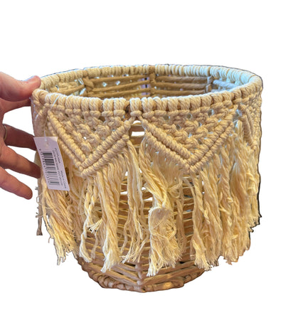 25cm Macrame Wicker Decor Pot