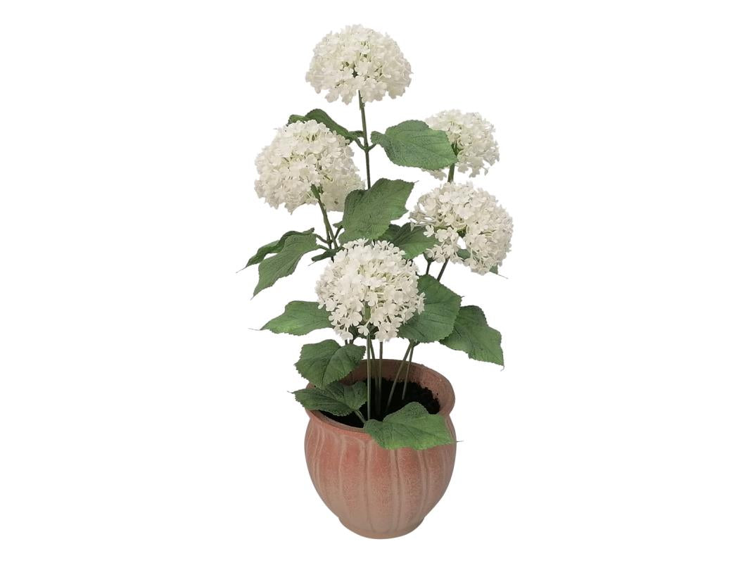 39cm Artificial White Flowers With A Clay Coloured Pot