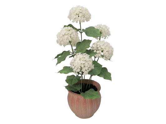 39cm Artificial White Flowers With A Clay Coloured Pot