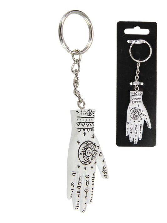 White Palmistry Hand Key Rings